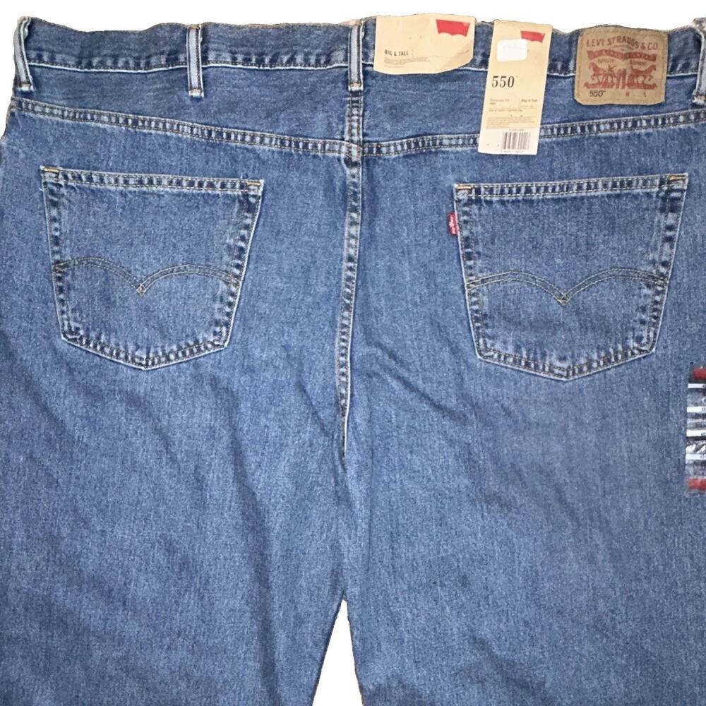 Levi Big and Tall 550 Relaxed Fit 48x34 Blue Denim Jeans 100% Cotton Men's